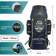 WAYFARER-80 Rucksack - Navyblue-Black (Clearance Sale)