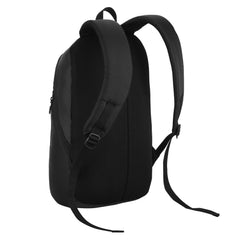 Back view of the CARRIZ Casual Backpack -CB05-BLACK. The backpack features padded, adjustable shoulder straps for comfort and support, allowing for a customizable fit. The back panel is padded for added comfort during extended wear. A top handle is visible for convenient carrying. 