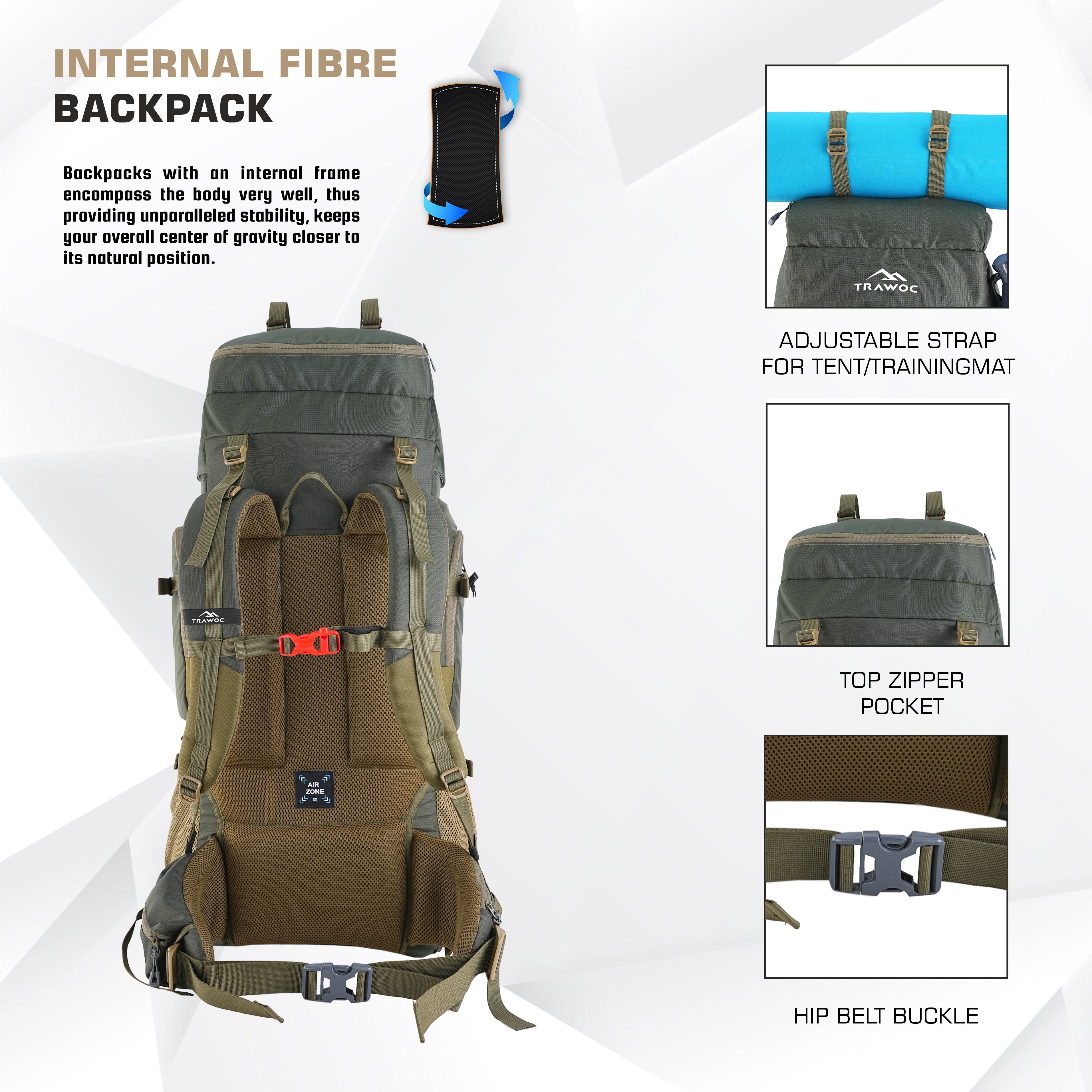 Back_view_of_TRIUMPH_X-75_Rucksack_-_Hunter-Green Backpack highlighting adjustable shoulder straps, mesh-padded back panel, and convenient hooks for comfort and support.