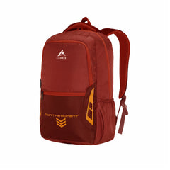 Front side view of the CPB04 23L Laptop Backpack in red, highlighting its sleek design and functional features. The backpack displays a spacious main compartment with a padded laptop sleeve, suitable for most 15-inch laptops. The front zippered pocket is easily accessible for storing smaller items, while the adjustable padded shoulder straps are visible, ensuring comfort during wear.