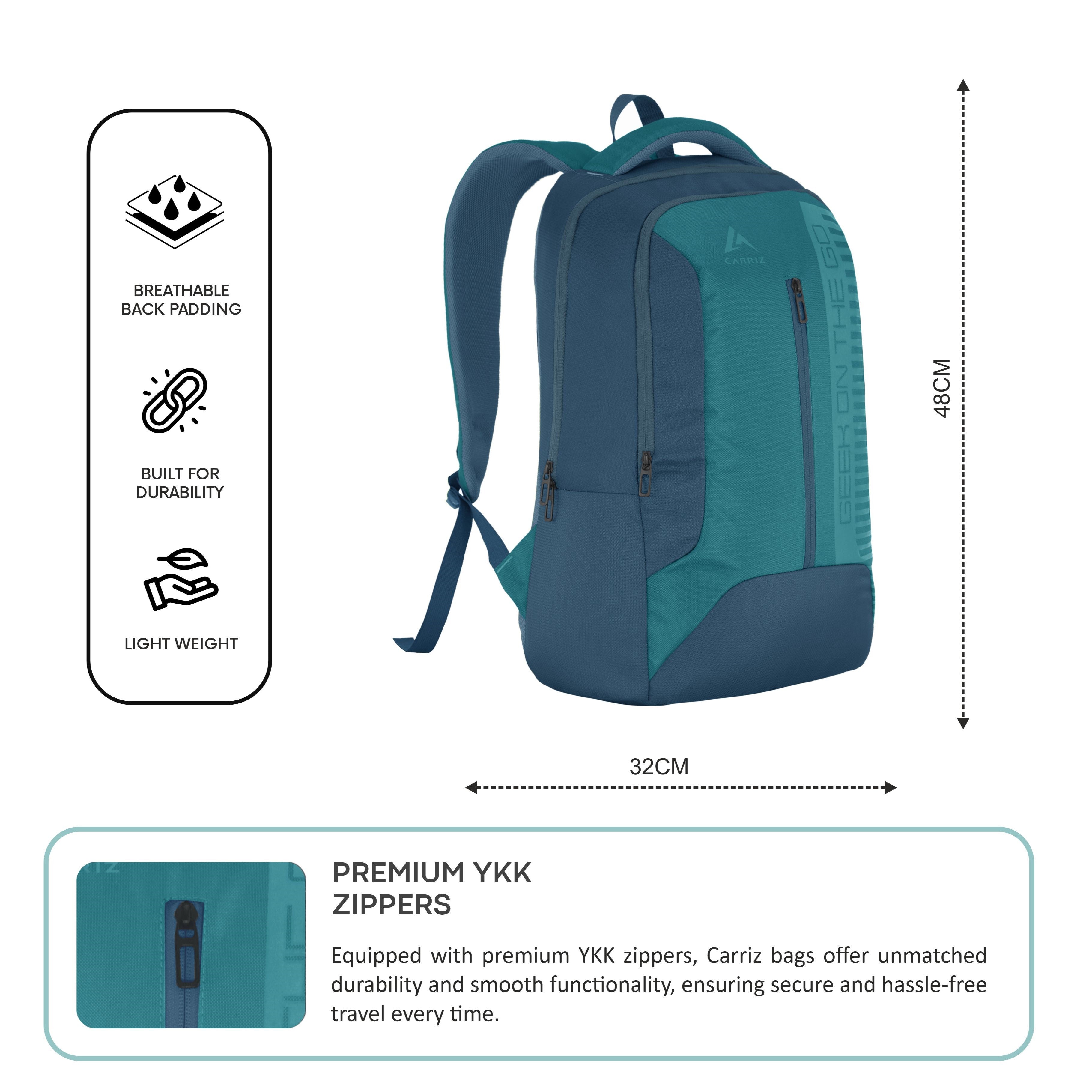 Side view of the CPB01 26L Laptop Backpack in blue, highlighting its sleek profile and functional design. The backpack features a side mesh pocket for easy access to a water bottle, along with a durable exterior made from high-quality materials. The adjustable padded shoulder straps are visible, ensuring comfort during wear.