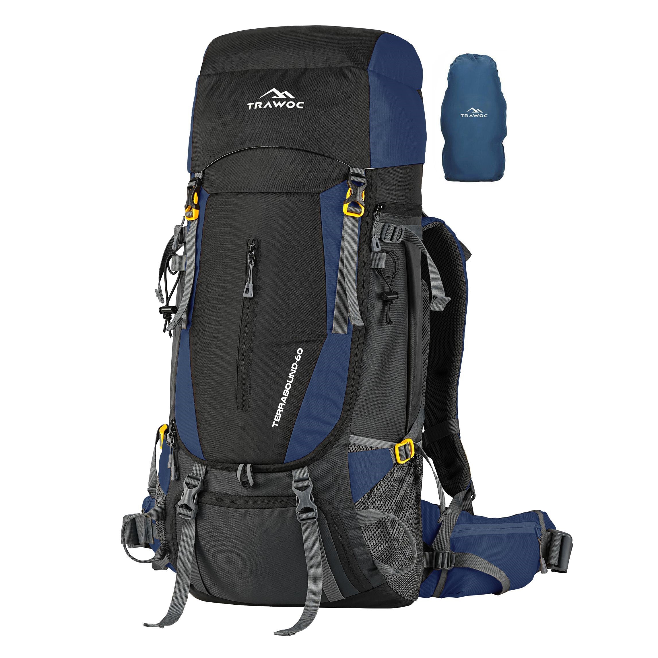 Thumbnail image of the TERRABOUND-60 Rucksack in navy blue, showcasing its sleek design with multiple compartments, adjustable straps, and durable fabric ideal for outdoor adventures and trekking.