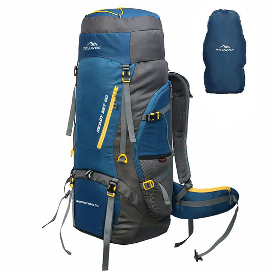 Thumbnail image of the AEROSTRIKE-70 Rucksack in English blue, featuring a modern design with multiple compartments and adjustable straps, displayed against a clean background to emphasize its stylish appearance and functional features.