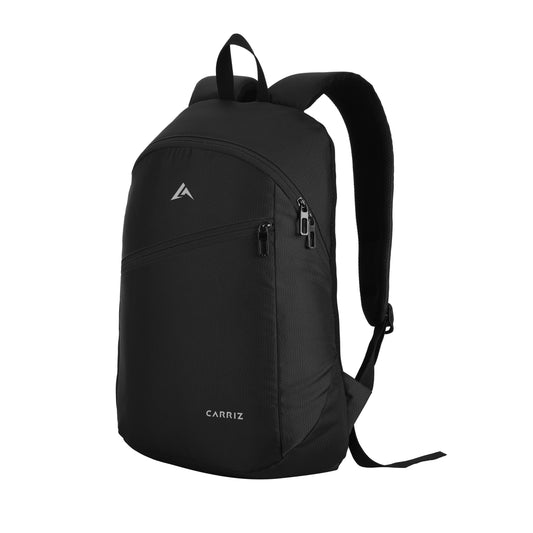 Thumbnail image of the CARRIZ Casual Backpack - CB03 in black, featuring a sleek and modern design. The backpack is made from durable materials, showcasing a spacious main compartment, front zip pocket, and padded shoulder straps for comfort, making it ideal for everyday use or travel.