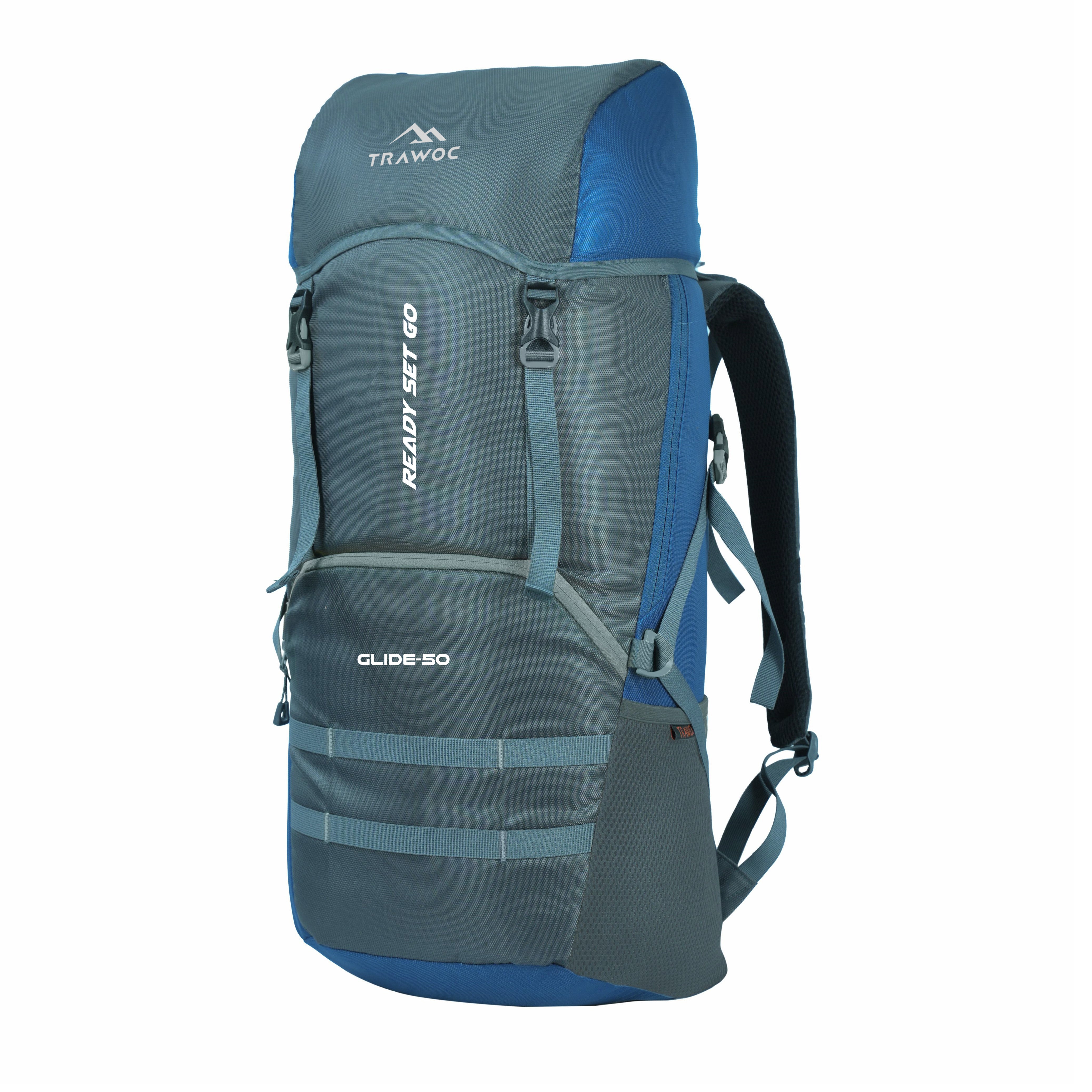 Thumbnail image of the GLIDE-50 Backpack in English blue, featuring a contemporary design with multiple compartments and adjustable straps, set against a clean, neutral background.