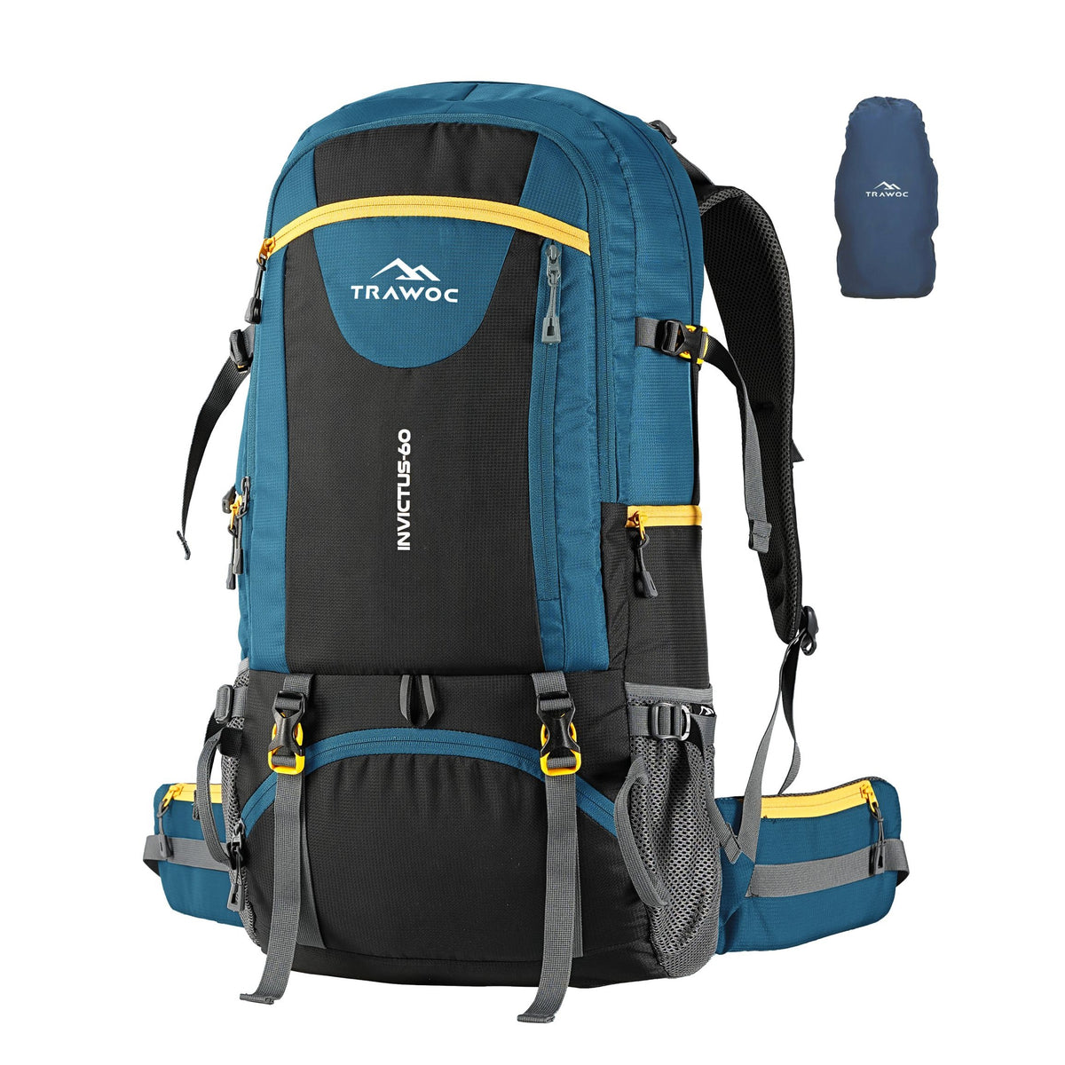 Thumbnail image of the INVICTUS-60 Rucksack in English blue, featuring a modern and functional design with multiple compartments and adjustable straps, displayed against a simple background to highlight its stylish appearance and practical features for outdoor activities.