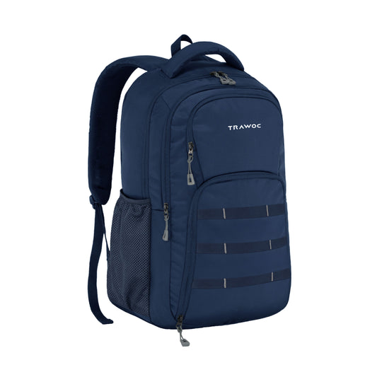 Thumbnail image of the TPB05 35L Laptop Backpack in navy blue. The backpack features a sleek and modern design in a rich navy color, showcasing its spacious structure and padded shoulder straps. The front zippered pocket and logo are clearly visible, emphasizing its practical features.