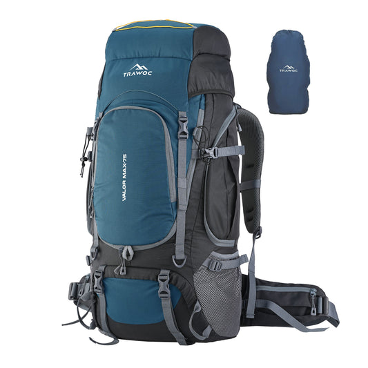 Thumbnail image of the VALOR MAX-75 Rucksack in English blue, featuring a modern design with multiple compartments and adjustable straps, displayed against a simple background to highlight its functionality and rich color.