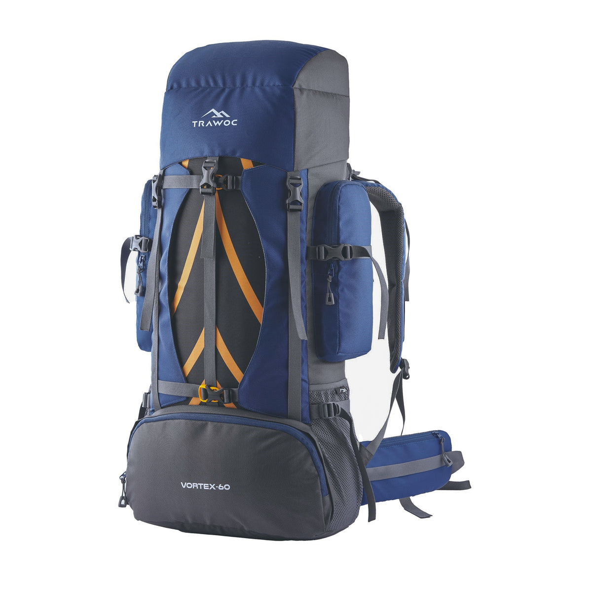 Thumbnail image of the VORTEX-60 Rucksack in navy blue, featuring a sleek and modern design. The rucksack is displayed against a neutral background, highlighting its spacious compartments, adjustable straps, and practical pockets, making it an ideal choice for outdoor activities and travel.