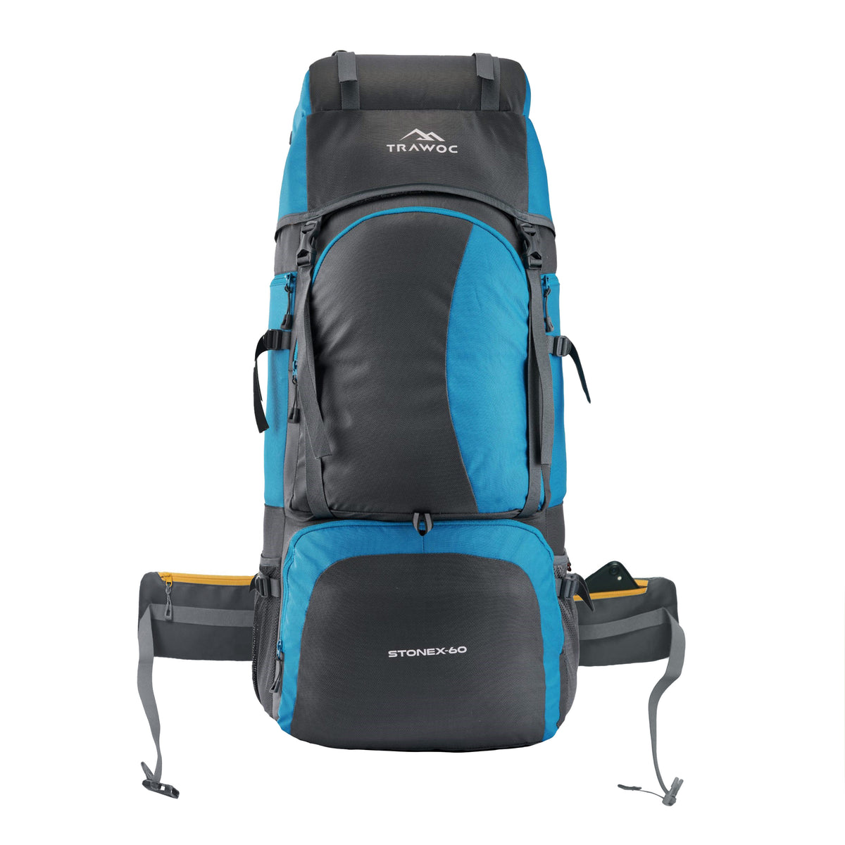 Thumbnail image of the STONEX-60 Rucksack in Sky Blue, featuring a sleek and modern design. The rucksack showcases its spacious compartments, adjustable straps, and practical features, making it ideal for outdoor adventures and daily use. The soft sky blue color adds a refreshing and stylish touch to the overall look.